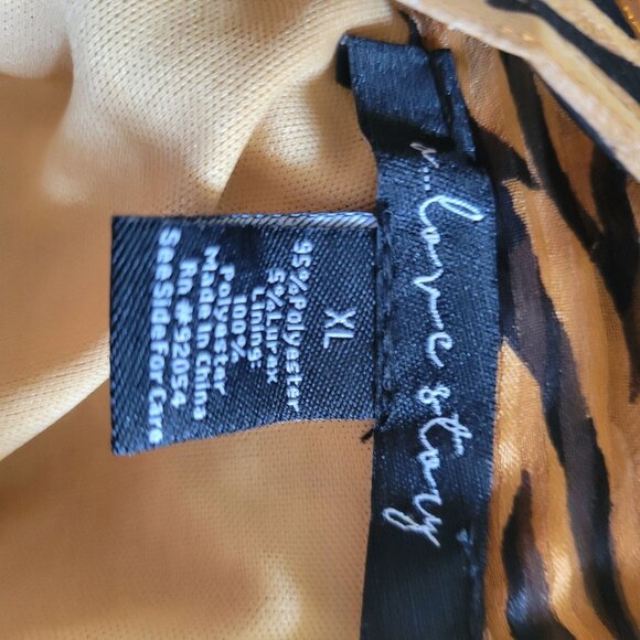 Tiger Print Sheer Long-Sleeve Blouse With Tie Neck XL By Love &‎ Story Polyester - Picture 6 of 6